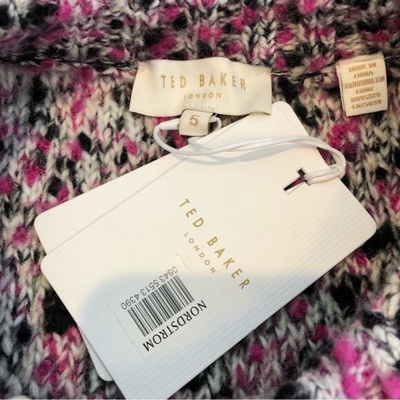 Ted Baker London Bbetsy pink black white cropped wool sweater size 5 or 14 NWT - Picture 12 of 15